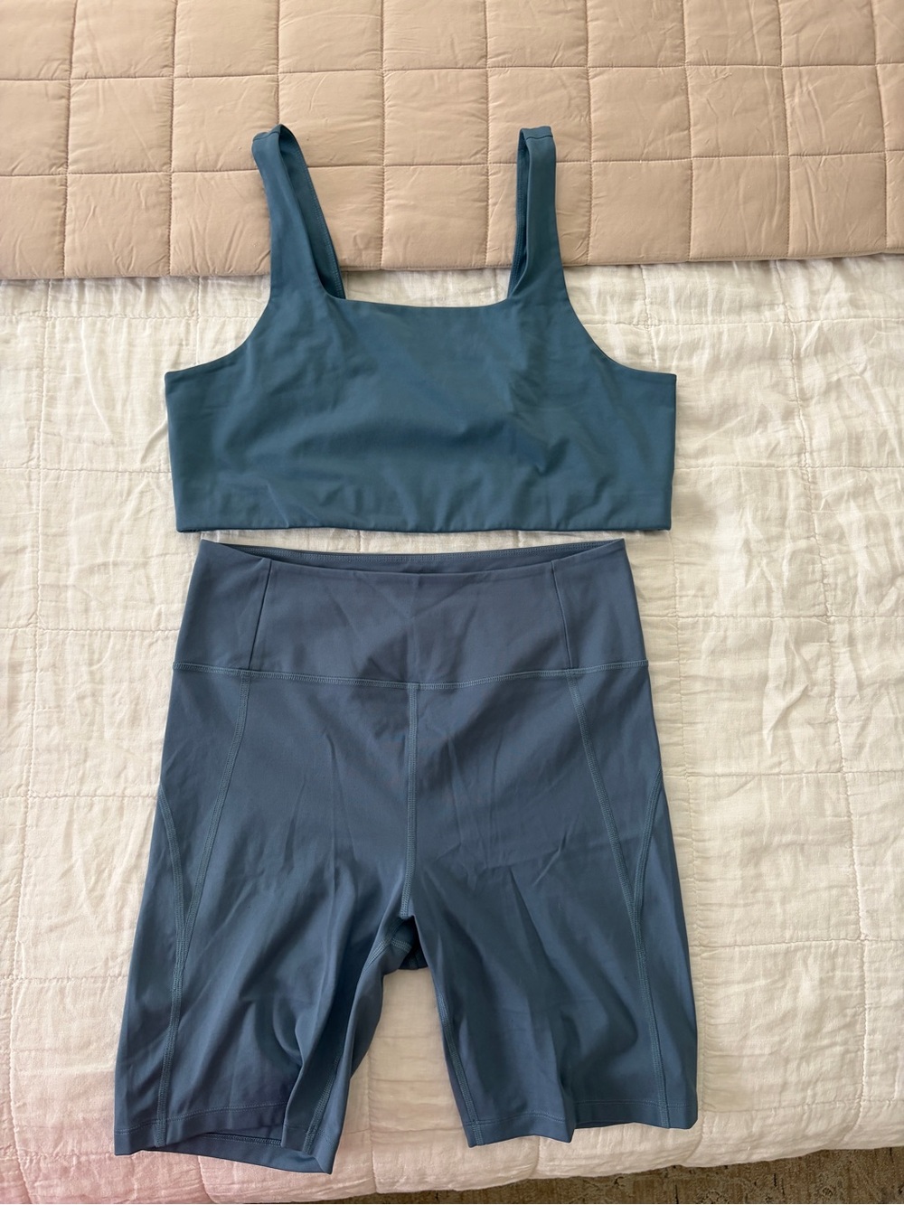 Girlfriend Collective Two-Piece Set — Square Bralette & High-Waist Bike Short